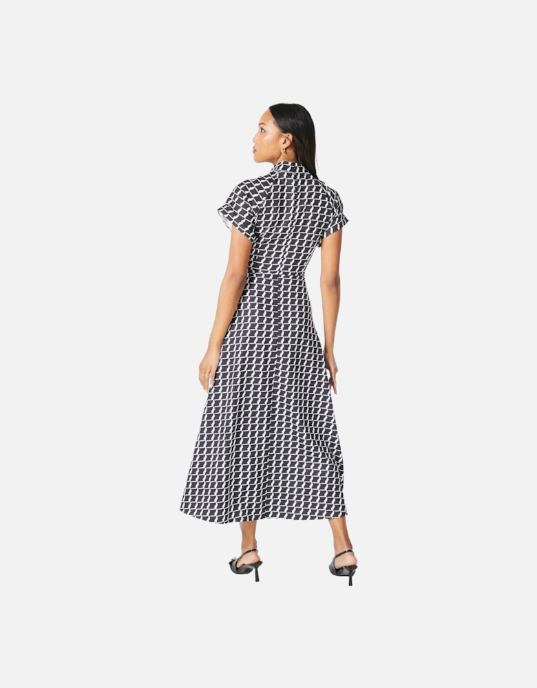 Womens/Ladies Geometric Twist Neck Midi Dress