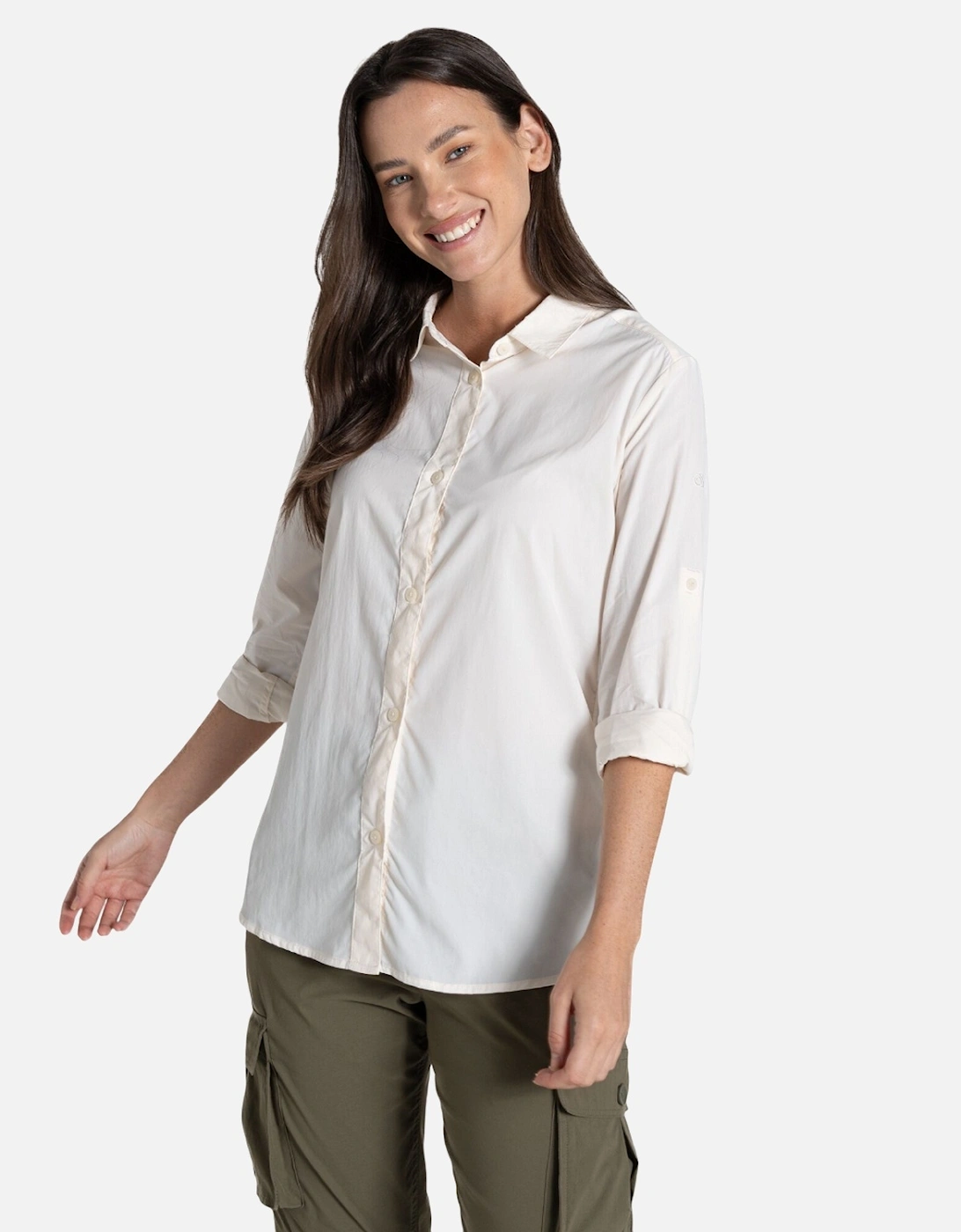 Women's Craghoppers Womens/Ladies Freeda Nosilife Long-Sleeved Shirt - Cream - Size: 8