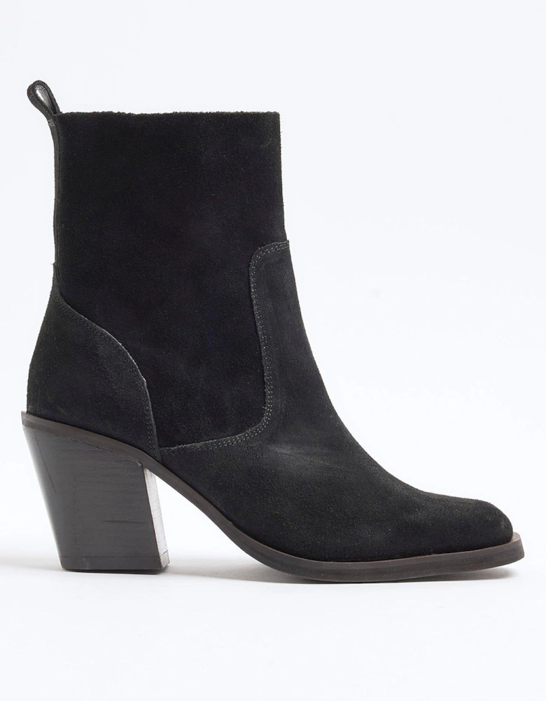 Suede Western Boots - Black