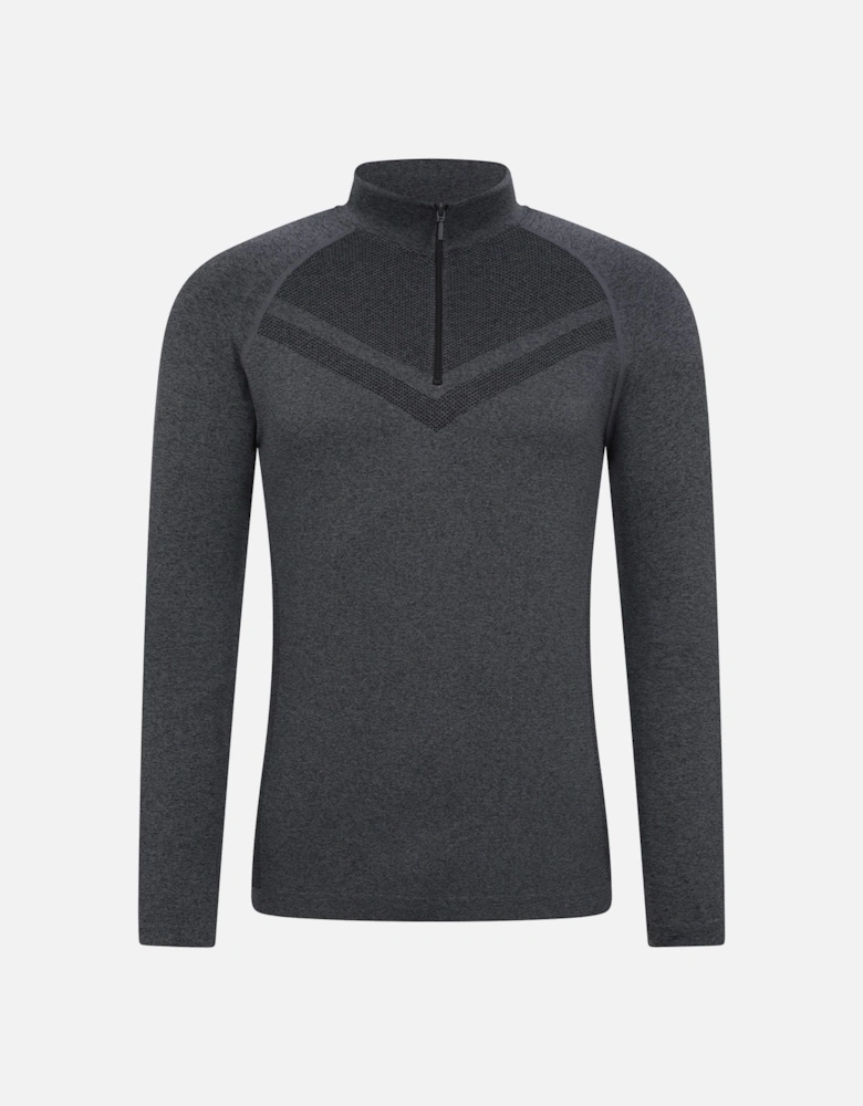 Mens Ventina Seamless Zip Neck Base Layer Top