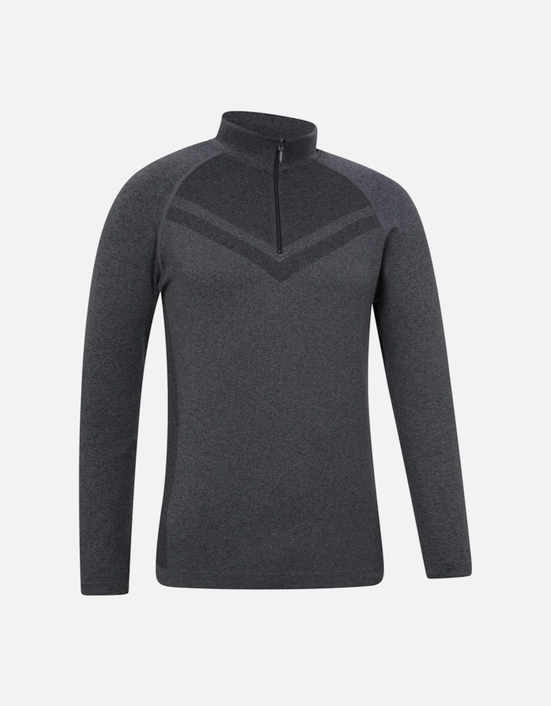 Mens Ventina Seamless Zip Neck Base Layer Top