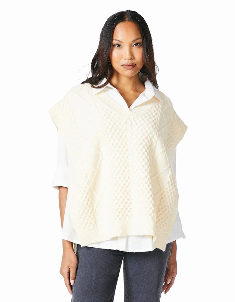 Womens/Ladies Cable Knit V Neck Tabard