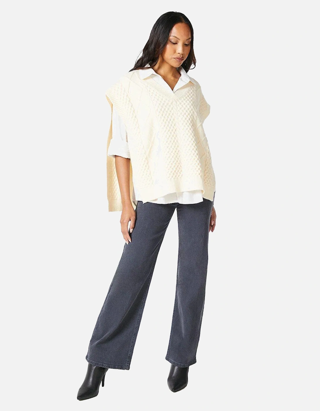 Womens/Ladies Cable Knit V Neck Tabard