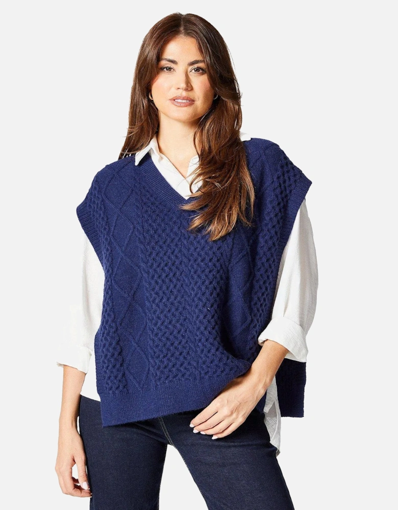 Womens/Ladies Cable Knit V Neck Tabard