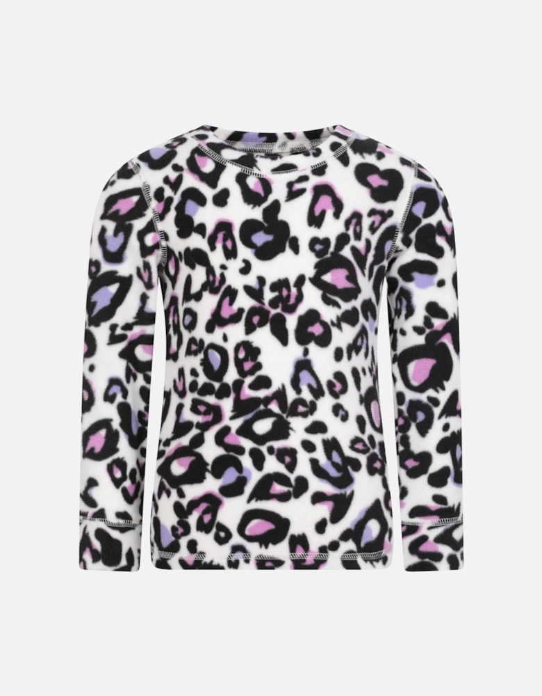 Childrens/Kids Leopard Print Polar Fleece Base Layer Set