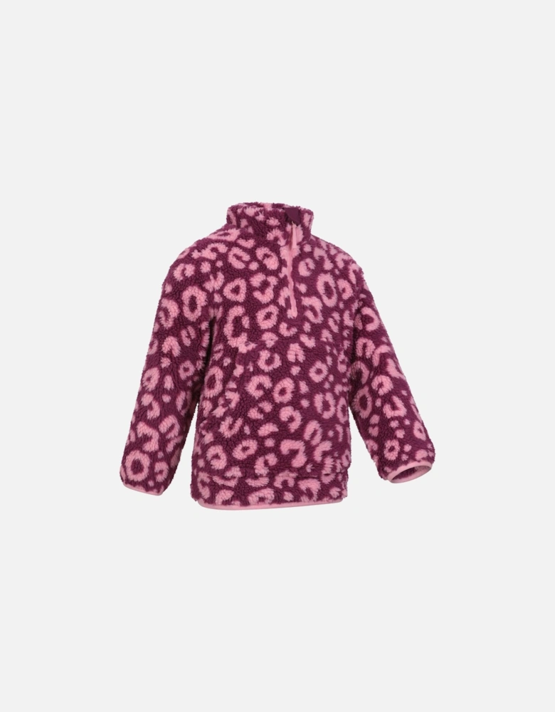 Childrens/Kids Ember Leopard Print Borg Fleece Top