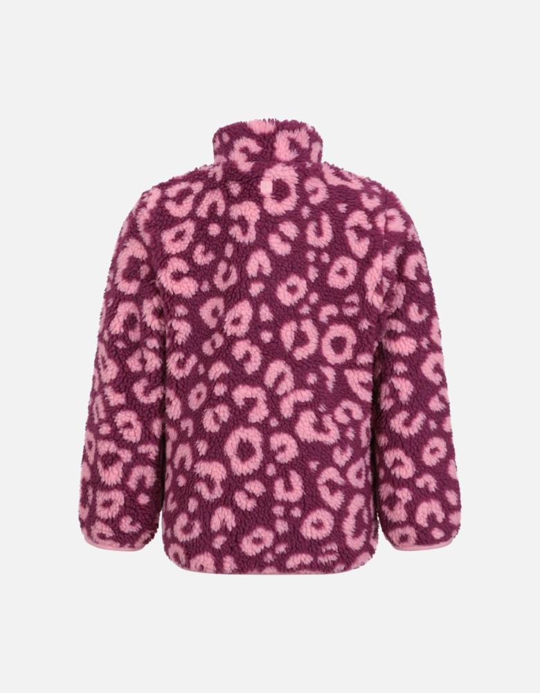 Childrens/Kids Ember Leopard Print Borg Fleece Top