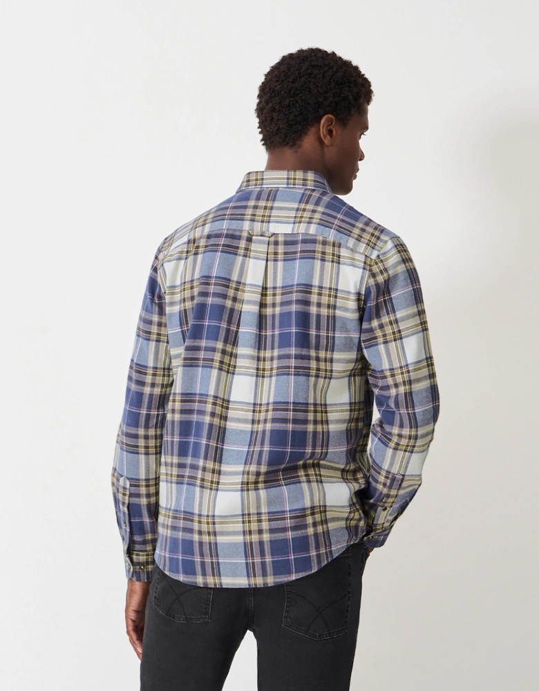 Men's Long Sleeve Spencer Tartan Shirt Taupe Blue