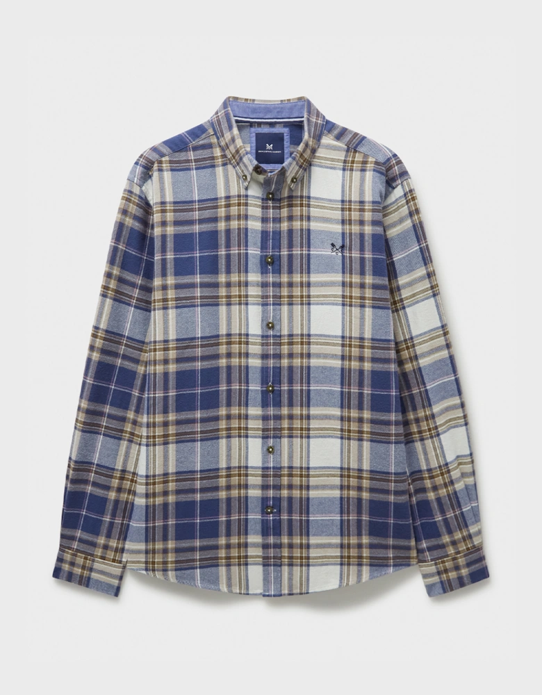 Men's Long Sleeve Spencer Tartan Shirt Taupe Blue