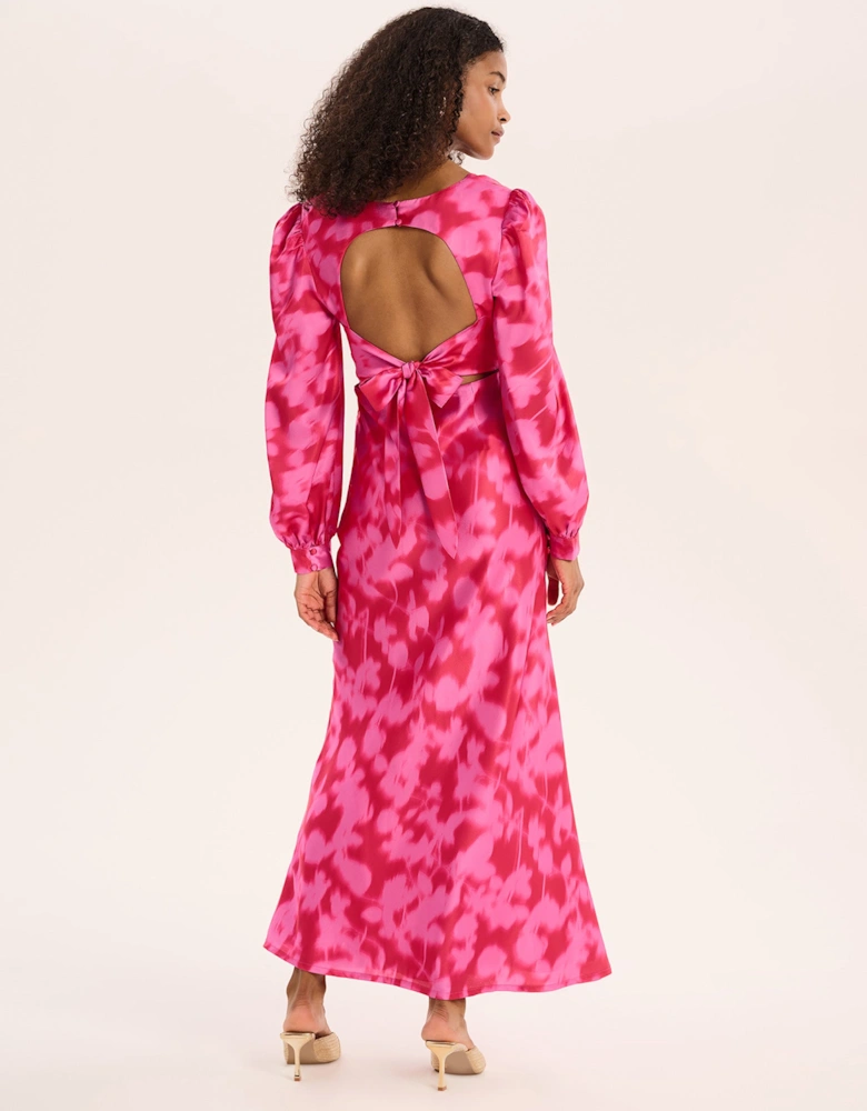 Francoise Dress in Magenta Blurred Floral