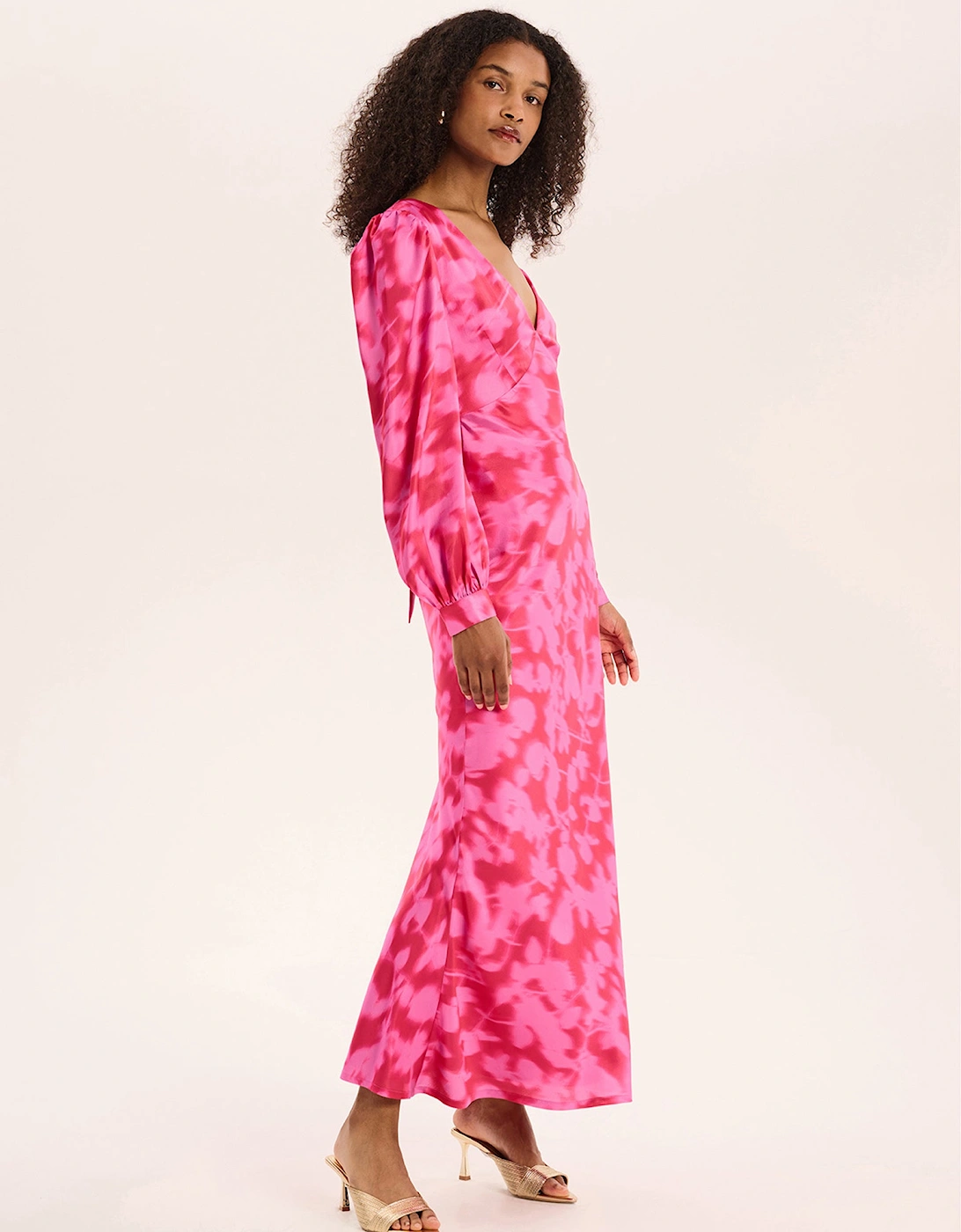 Francoise Dress in Magenta Blurred Floral
