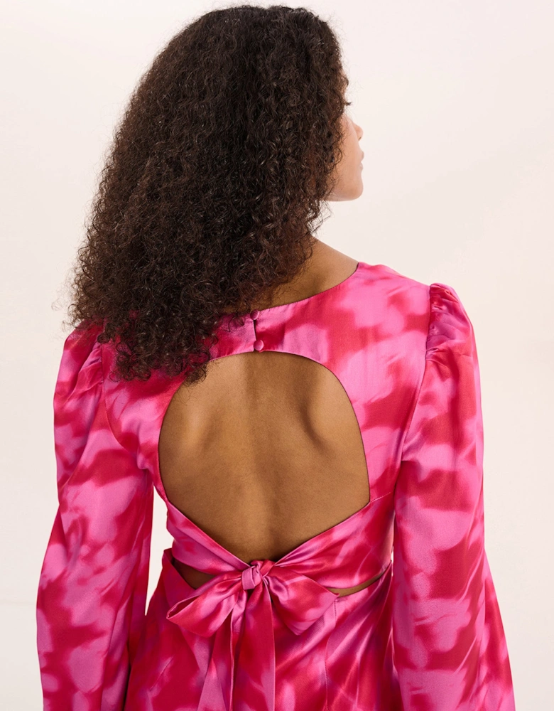 Francoise Dress in Magenta Blurred Floral