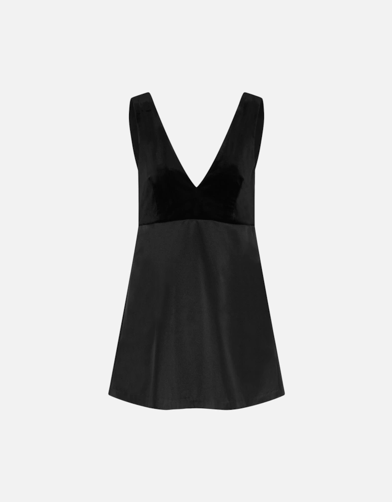 Bowlyn Velvet Bow Dress in Black