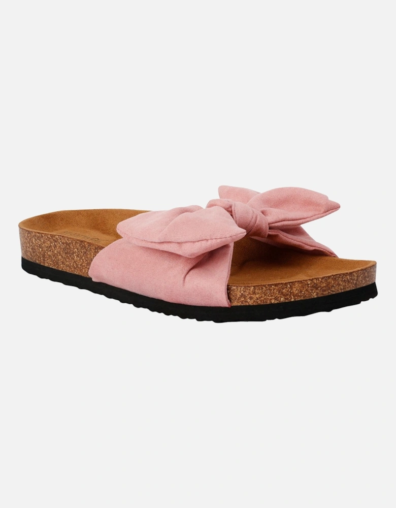 Womens/Ladies Ava Plain Bow Strap Sliders