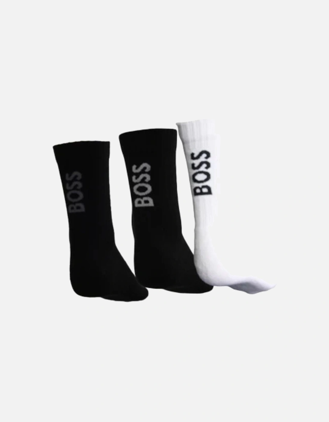 3-Pack Ribbed Bamboo Sports Socks, Black/white, 5 of 4