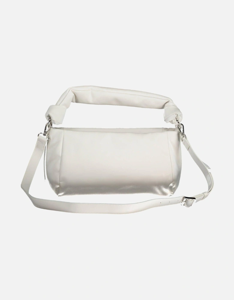 White Elegant Shoulder Bag with Adjustable Strap and Logo