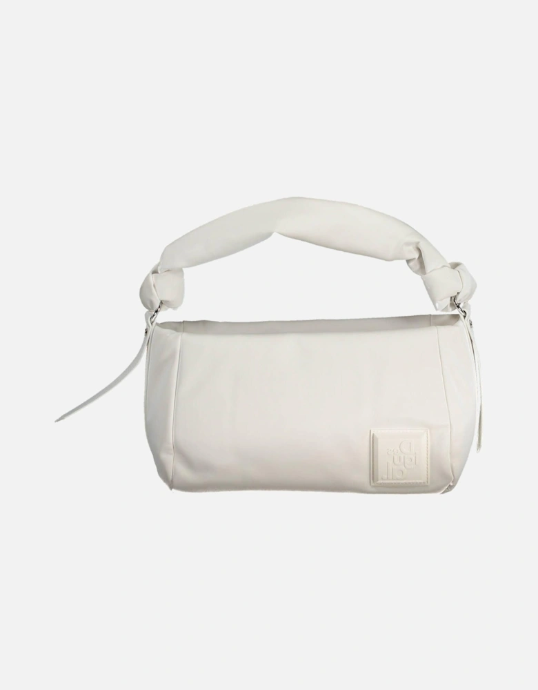 White Elegant Shoulder Bag with Adjustable Strap and Logo