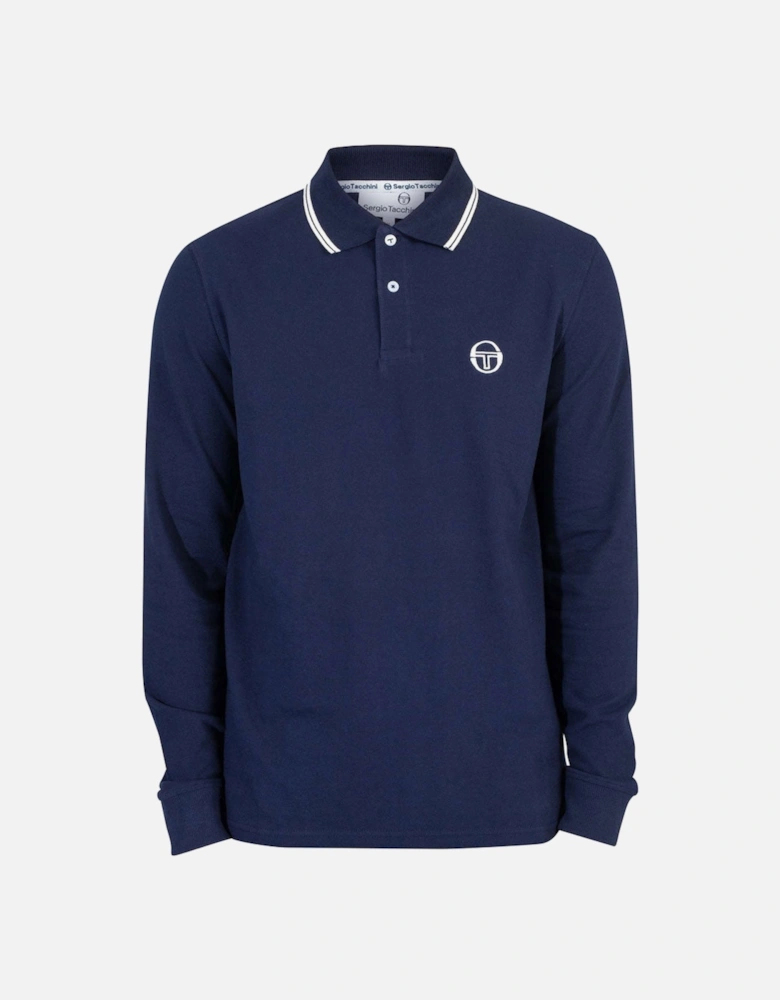 020 Long Sleeve Polo Shirt - Maritime Blue/Gardenia