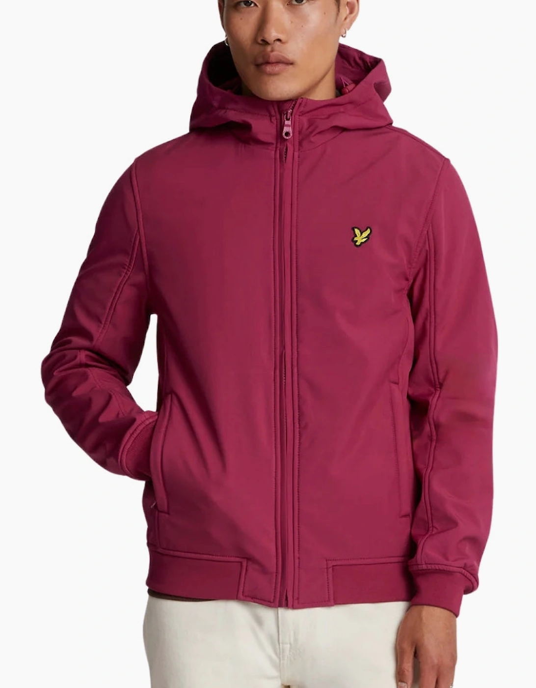 Men's Lyle & Scott Branded Rich Burgundy Fleece Back Softshell Jacket - Red - Size: 38/Regular