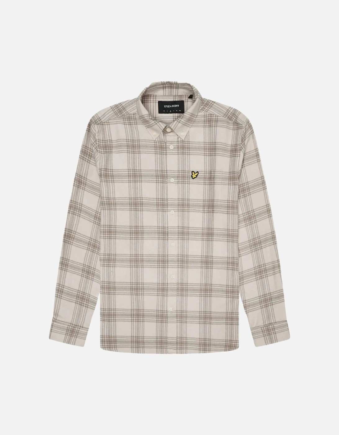 Lyle & Scott Tonal Check Long Sleeve Beige Flannel Shirt, 2 of 1