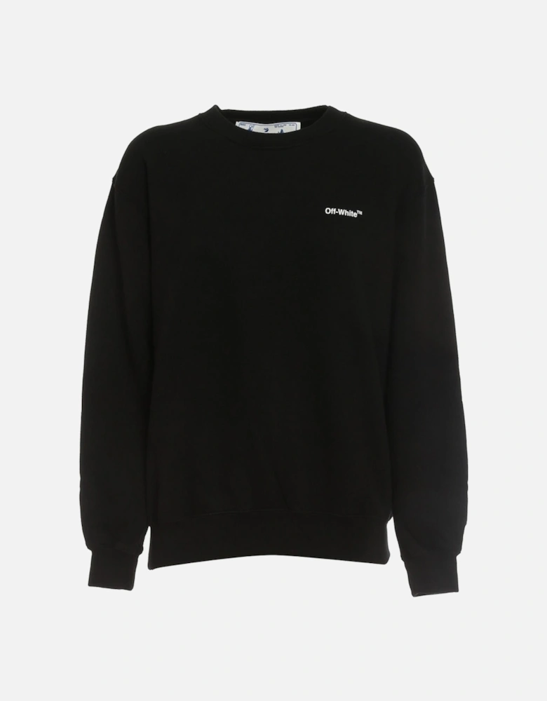 Diag Design on Back Regular Fit Black Sweatshirt