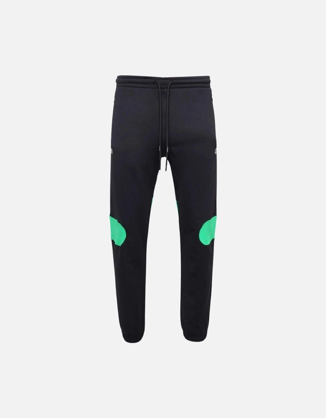 Green Diag Outline Design Cuffed Black Sweatpants, 5 of 4