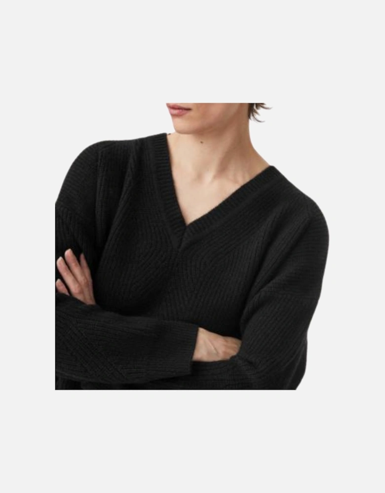 Black Cameron V-Neck Cashmere Jumper