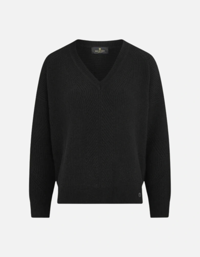 Black Cameron V-Neck Cashmere Jumper