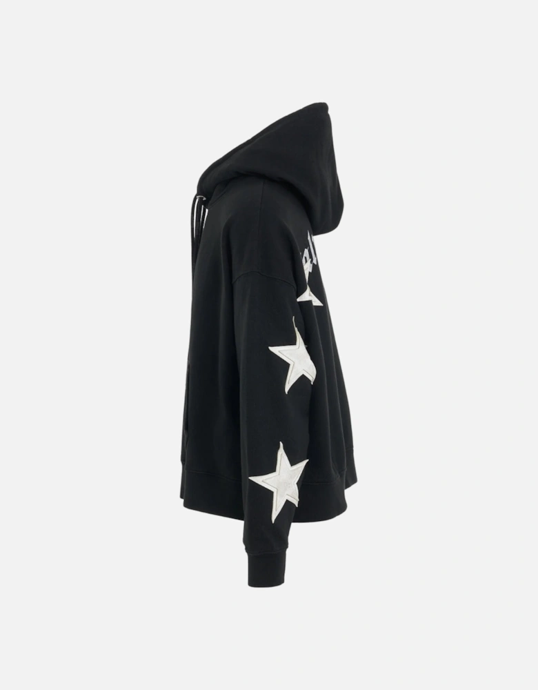 Patched Stars Black Vintage Hoodie