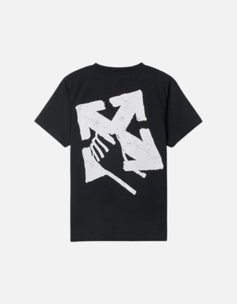 Hand Arrow Design Slim Fit Black T-Shirt