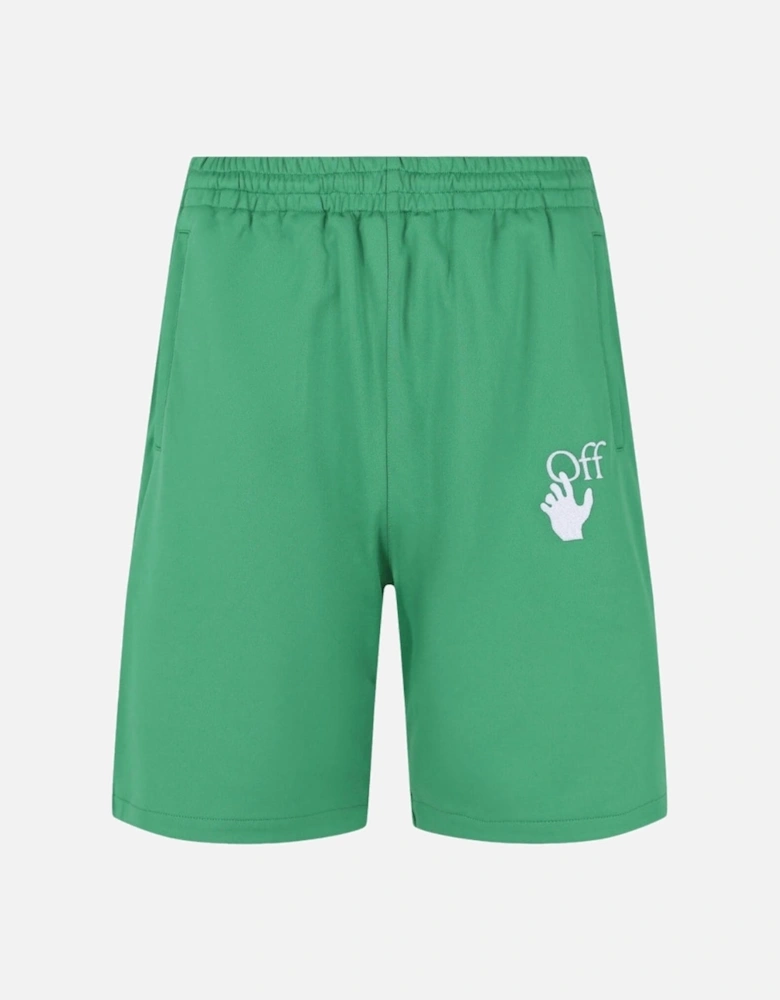 Hands Off Logo Skate Fit Green Track Sweat Shorts