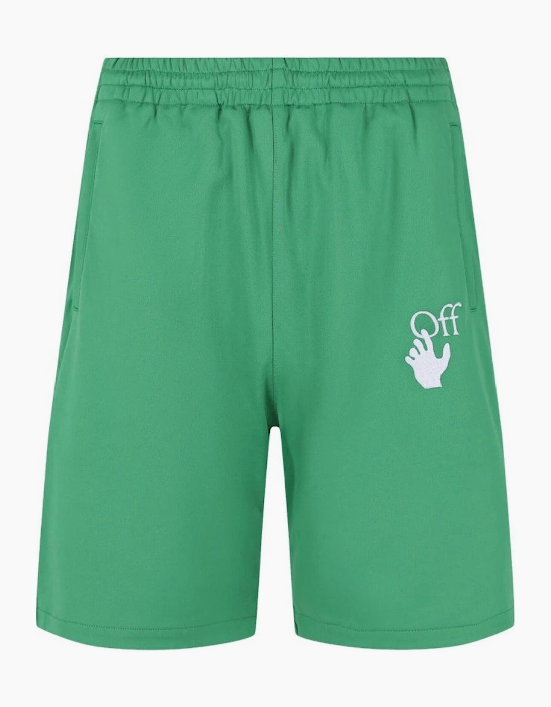 Men's Off-White Hands Off Logo Skate Fit Green Track Sweat Shorts - Size: 37/36/32