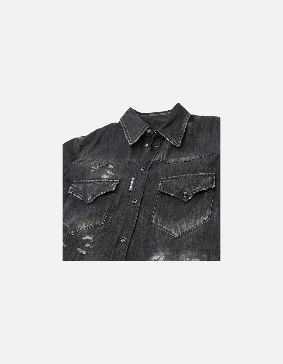 Fashion Western Faded Black Denim Shirt