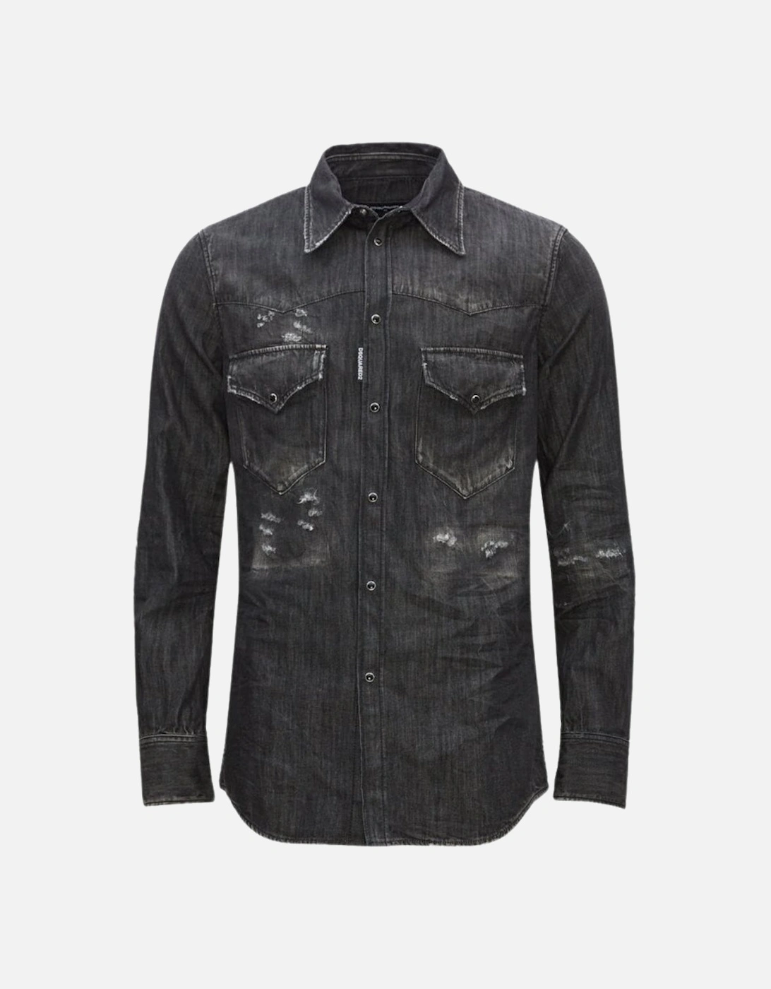 Fashion Western Faded Black Denim Shirt, 5 of 4