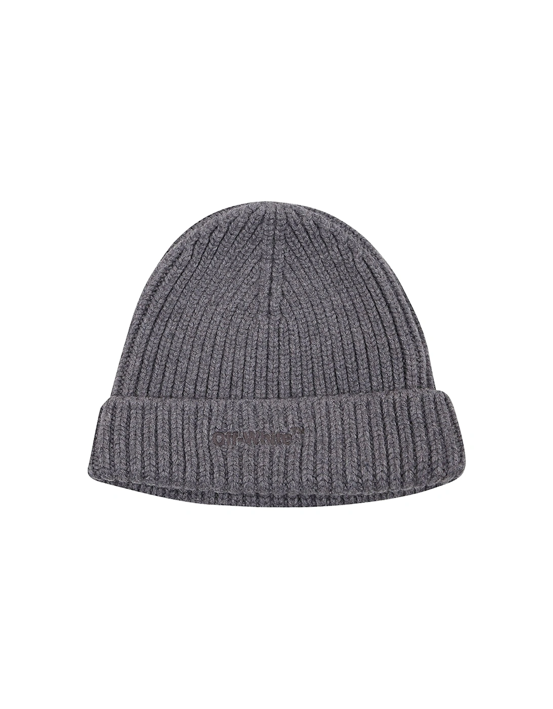 Men's Off-White Helvet Medium Grey Beanie - Size: ONE size