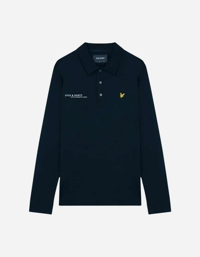 Lyle & Scott Navy Blue Co-ordinate Print Logo Long Sleeved Polo Shirt