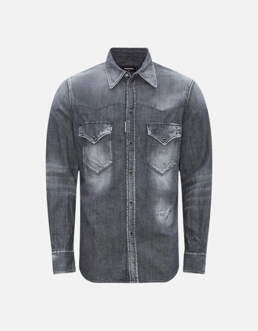 Fashion Western Faded Grey Denim Shirt, 4 of 3