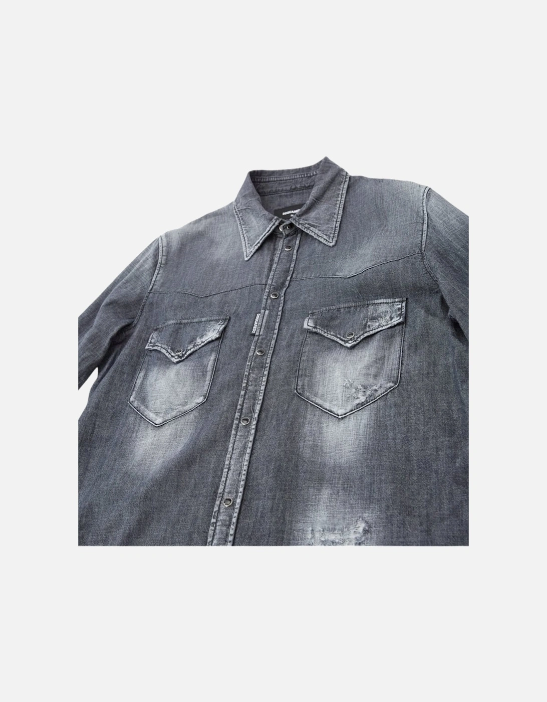 Fashion Western Faded Grey Denim Shirt