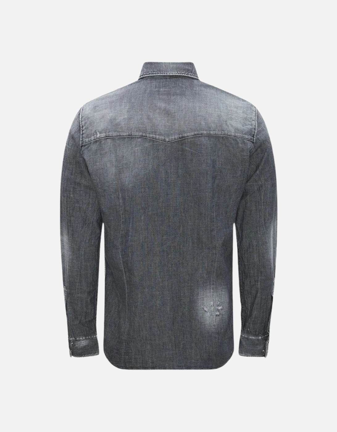 Fashion Western Faded Grey Denim Shirt