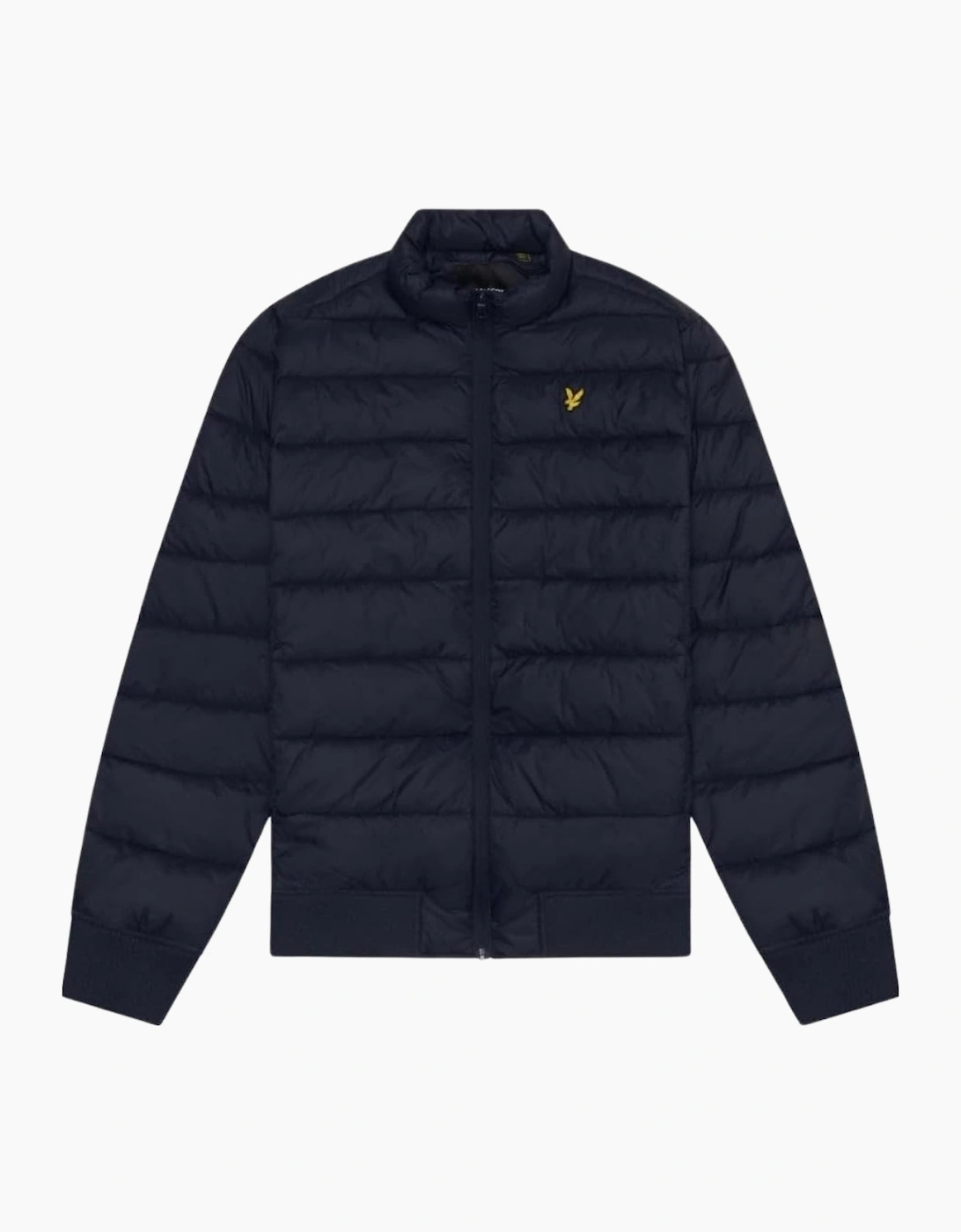 Men's Lyle & Scott Branded Dark Navy Blue Funnel Neck Wadded Jacket - Black - Size: 40/Regular