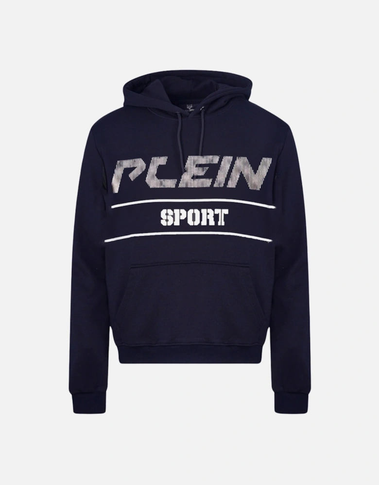 Plein Sport White Logo Navy Blue Hoodie