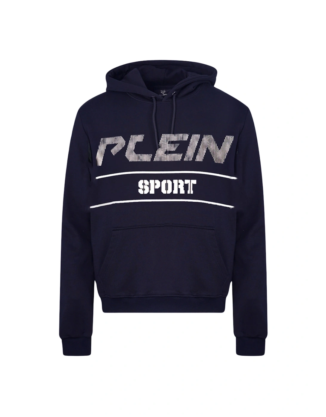 Men's Plein Sport White Logo Navy Blue Hoodie - Black - Size: 36