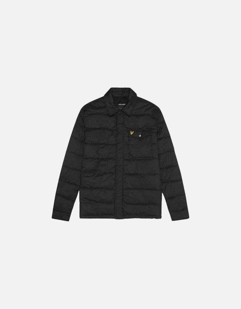 Lyle & Scott Branded Jet Black Wadded Collared Jacket