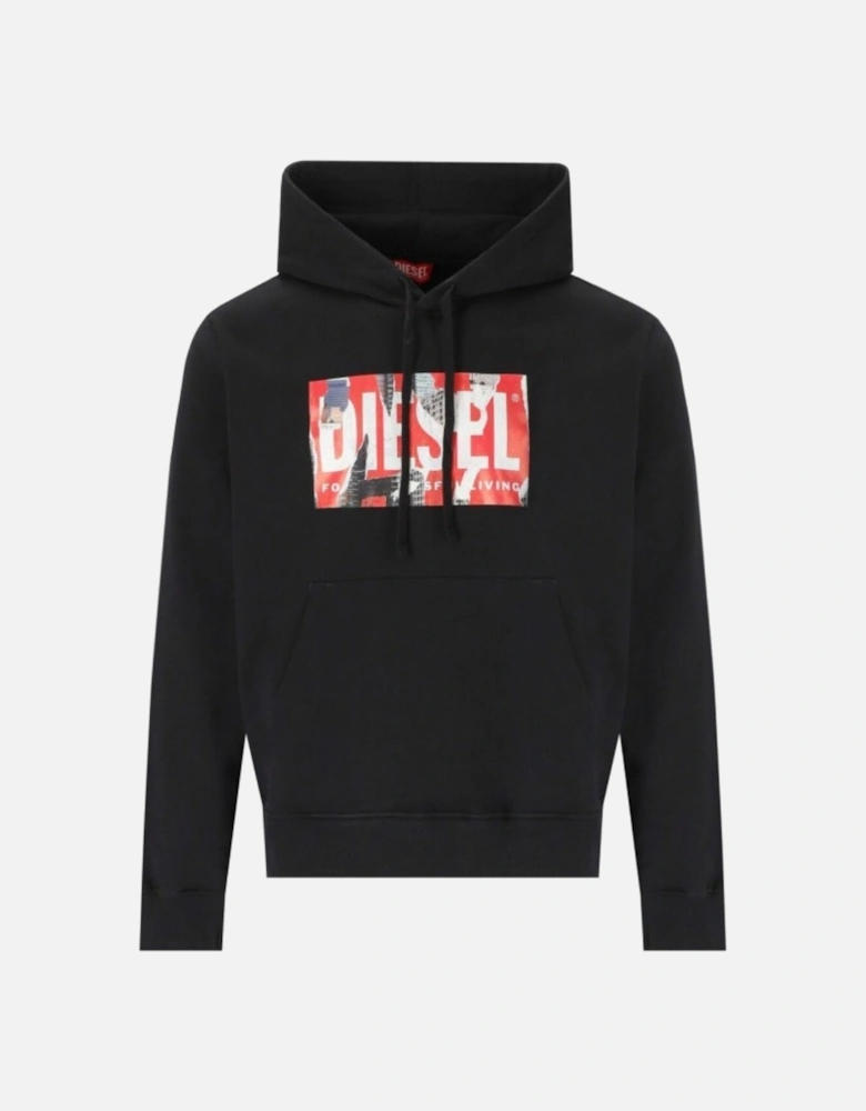 Torn Logo Black Hoodie