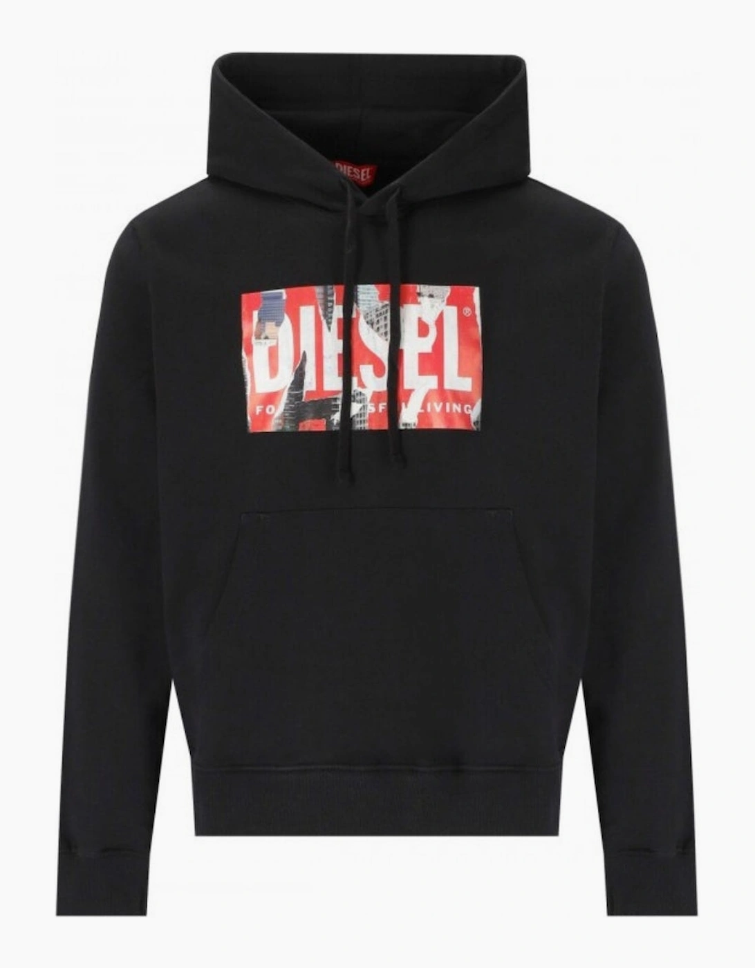 Men's Diesel Torn Logo Black Hoodie - Size: 40