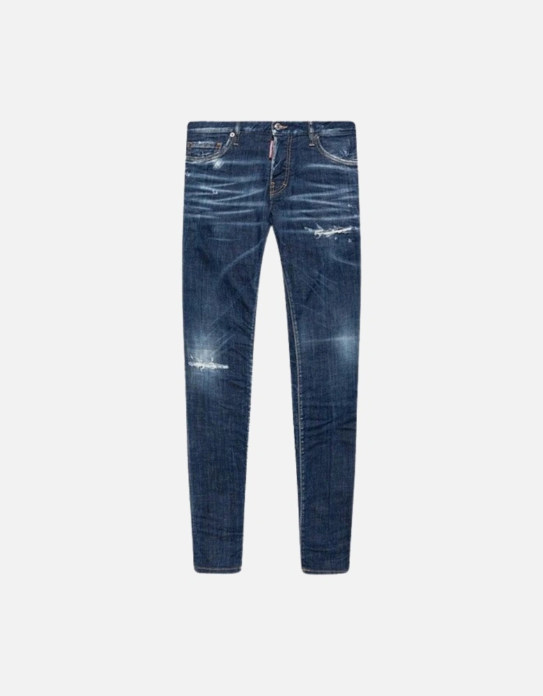 Slim Jean Distressed Dark Blue Jeans