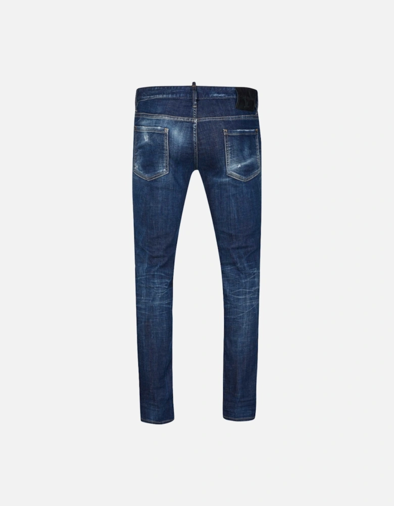 Slim Jean Distressed Dark Blue Jeans