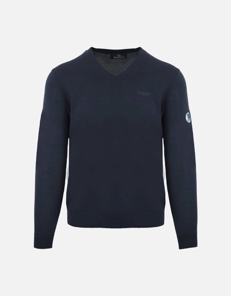 V-Neck Navy Blue Pull Over Jumper