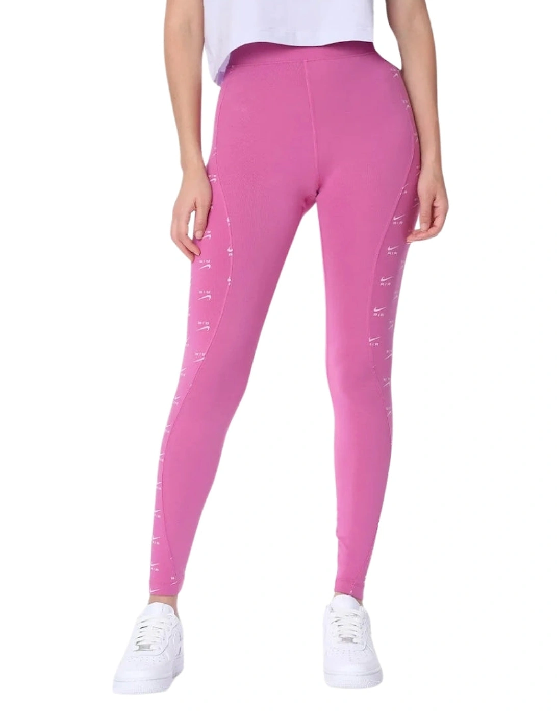 Women's Nike All Over Swoosh Logo Plain Purple Leggings - Pink - Size: None/10