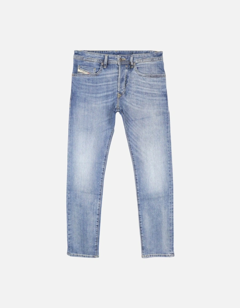 Buster-X Brown Badge Tapered Fit Blue Jeans